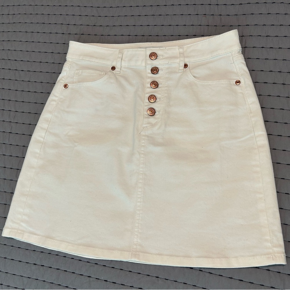 LOFT White denim skirt